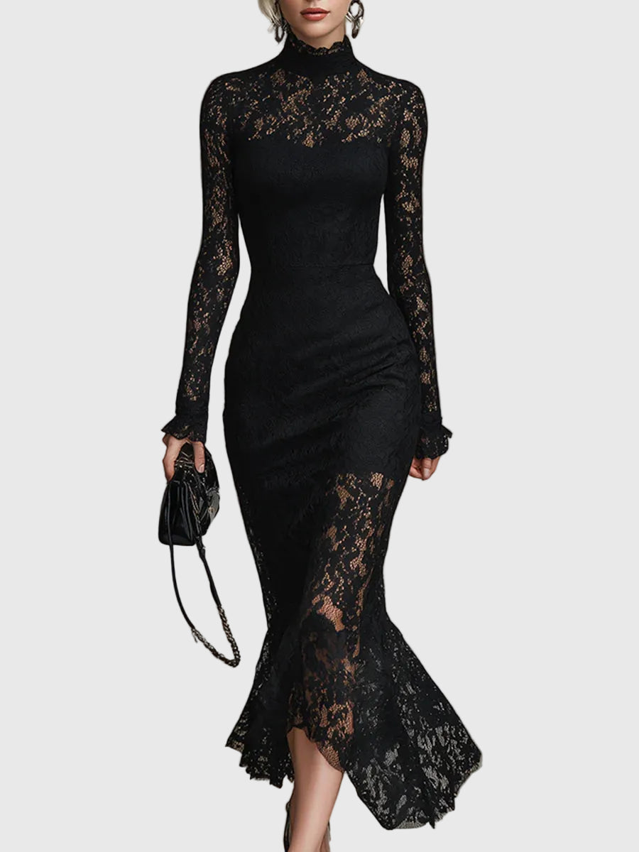 Mônica | Vestido maxi elegante de renda larga
