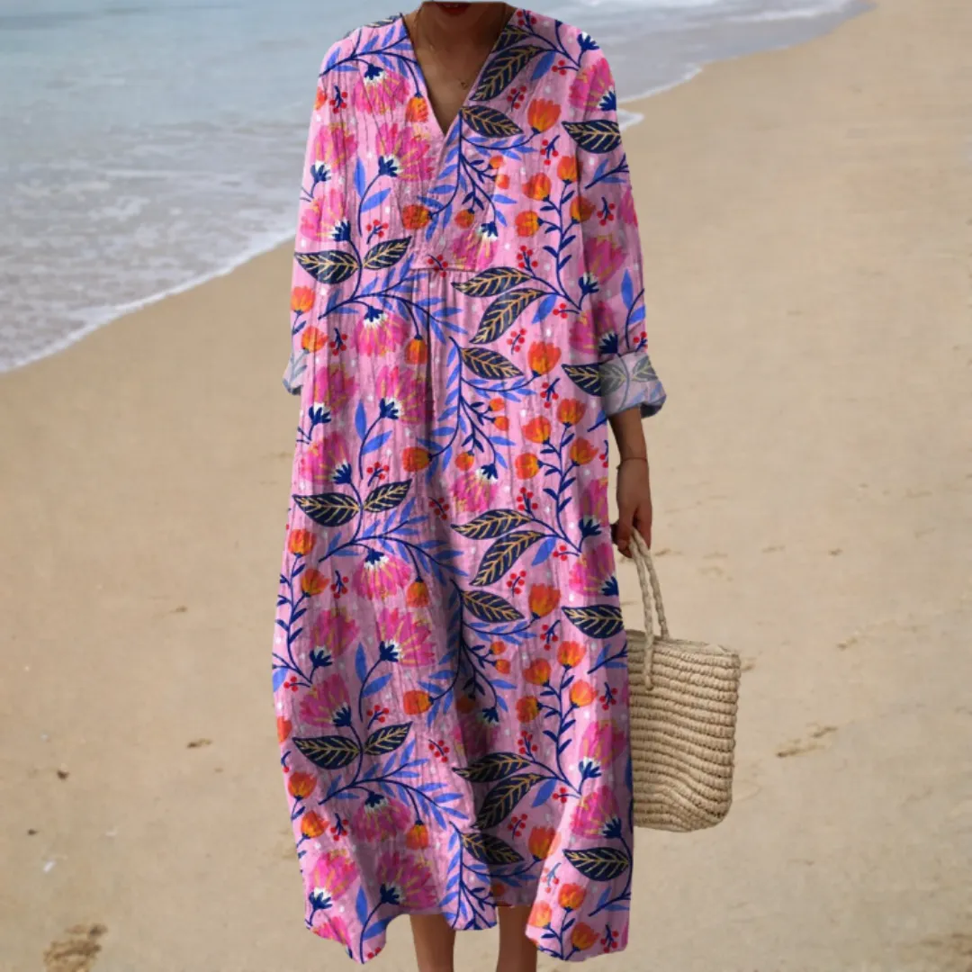 Vestido de verão estampado lisonjeiro
