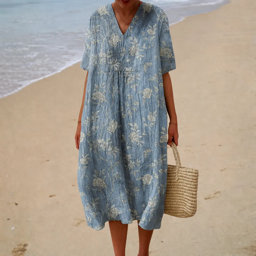 Vestido de verão estampado lisonjeiro