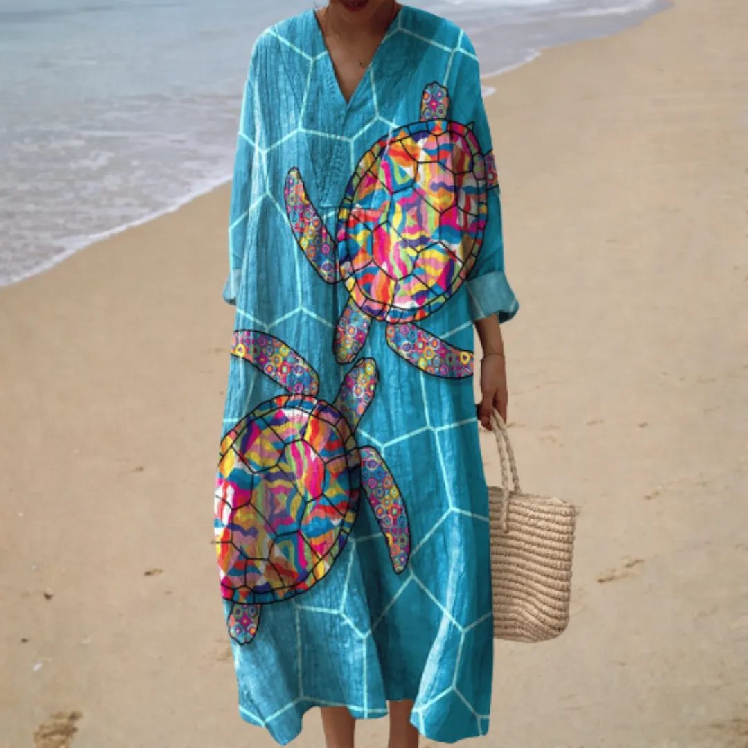 Vestido de verão estampado lisonjeiro
