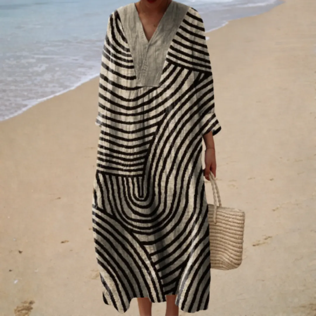Vestido de verão estampado lisonjeiro